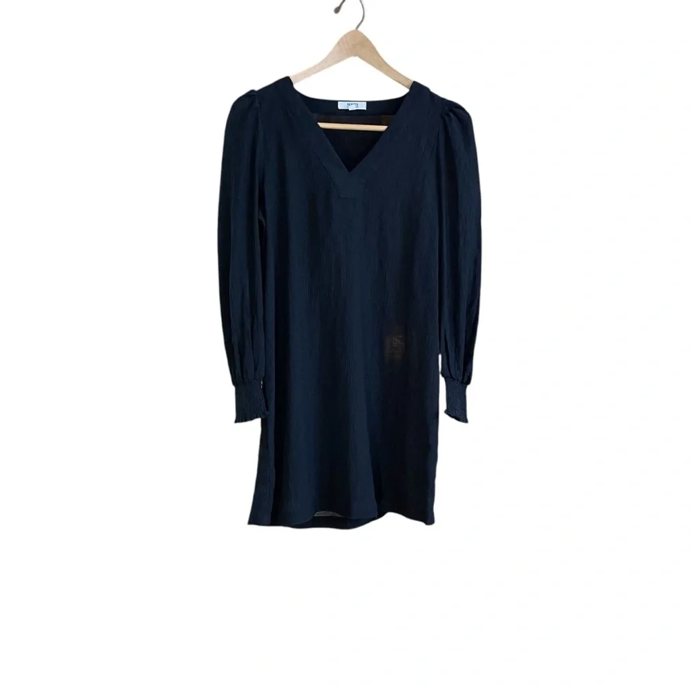 BB‎ Dakota Steve Madden Black Crinkle Crepe Puff Sleeve Mini Dress Smocked Cuffs